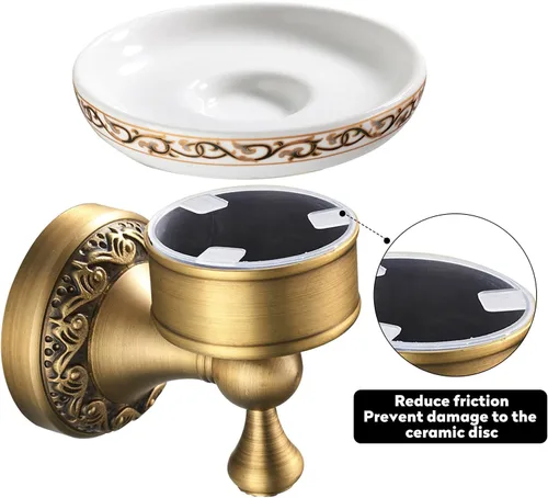 Vista 5 de Leyden Jabonera de ducha,Gancho de toalla de latón antiguo,Ganchos para bata de baño,Hardware de baño de montaje en pared
