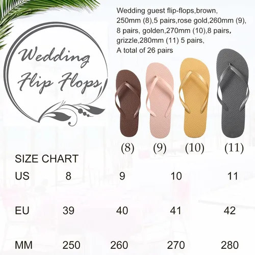 Vista 3 de Chuarry Juego de 26 pares de chanclas a granel para invitados de boda, chanclas de boda, sandalias para hombres y mujeres, sandalias de boda