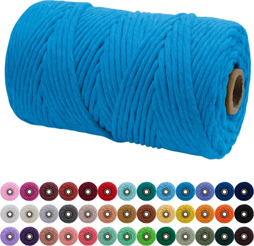 Vista 182 de JeogYong Cordón de macramé de un solo hilo 3 mm x 109 yardas (328 pies) Cuerda de algodón suave Hilo de macramé de 3 mm, suministros de macramé