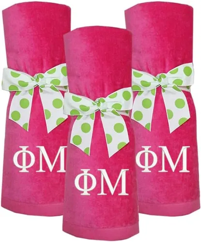 Vista 4 de Sorority Letters Shop Phi Mu - Toalla de playa de terciopelo de rizo (rosa intenso)
