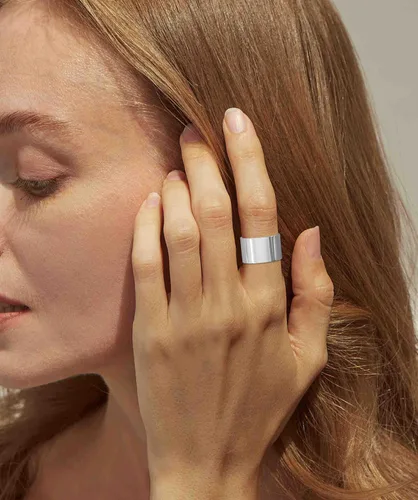 Vista 2 de RLMOON Anillos de banda ancha chapados en oro o plata de 18 quilates de 0.472 pulgadas, anillo de pulgar para mujeres y hombres, grueso, simple