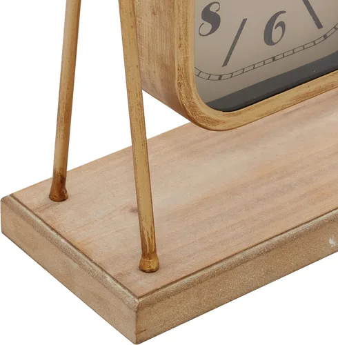 Vista 5 de Deco 79 Reloj de péndulo de madera con base de madera, 10 x 5 x 11 pulgadas, dorado