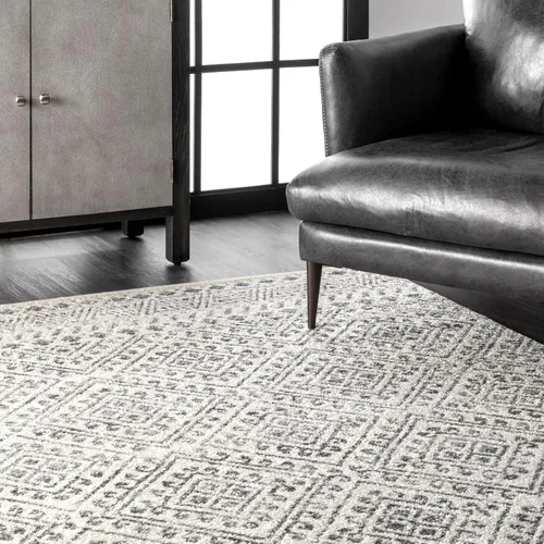 Vista 8 de Nuloom Camila - Alfombra de pasillo duradera para dormitorio, sala de estar, comedor, estudio, vestíbulo, entrada, 2 x 6 pies, color blanco