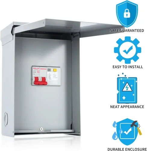 Vista 2 de briidea Panel de spa de 50 amperios con disyuntor GFCI de 3 polos y 50 amperios, impermeable IP 65, ideal para spas, jacuzzis, piscinas, hogar