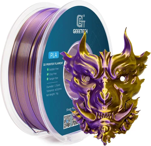 Vista 34 de Geeetech - Filamento PLA de 0.07 pulgadas, filamento de seda de bicolor, consumo dicromático de coextrusión brillante, 2.2 libras, 1 carrete