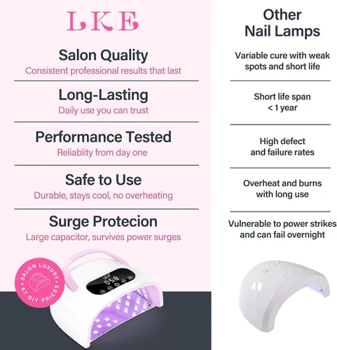 Vista 2 de Lámpara de uñas LED UV, luz UV profesional para uñas de gel con sensor automático y 4 ajustes de temporizador, base magnética, pantalla táctil LCD