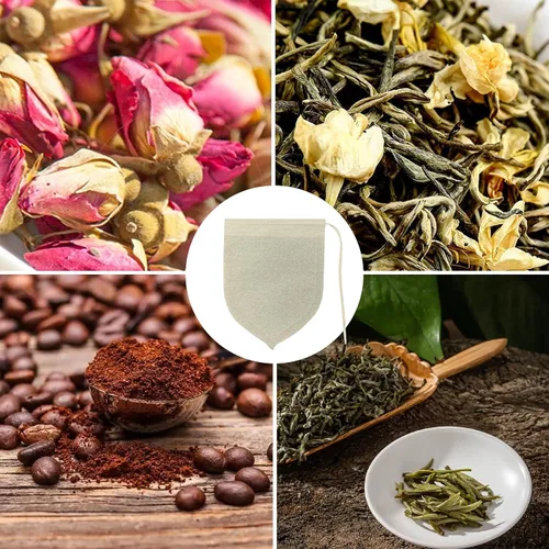 Vista 7 de Bolsas de filtro de té desechables con forma de lágrima para té suelto, café en polvo, biodegradables y compostables, bolsas infusoras de té vacías