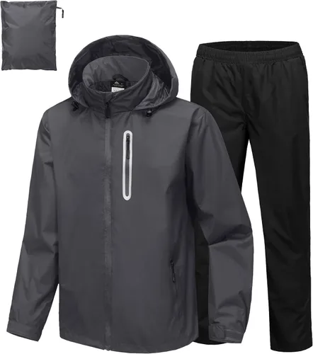 Vista 7 de Traje de lluvia de golf impermeable para hombre, equipo de lluvia, chaqueta y pantalón para exteriores, ligero, impermeable con capucha Pantalones