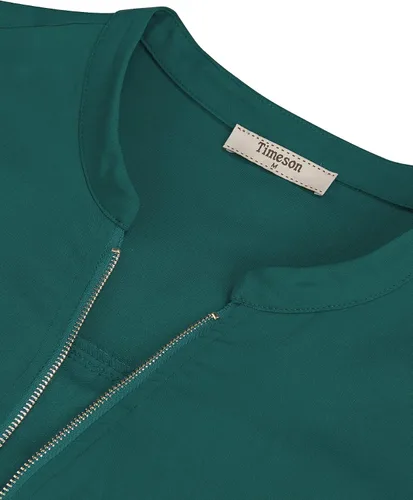 Vista 4 de Timeson - Camiseta sin mangas con cuello en V para mujer, estilo casual, de chifón, con cremallera