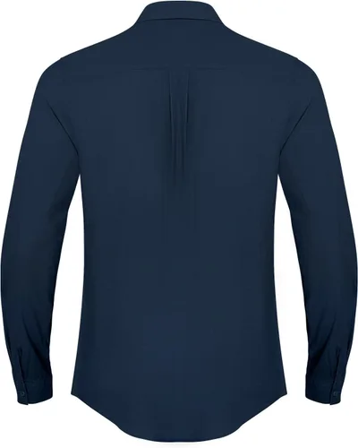 Vista 3 de JEKAOYI Camisas de lino con botones para hombre, estilo casual, manga larga, ajuste regular, de algodón, con bolsillo