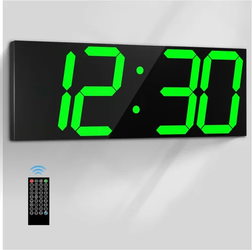 Vista 11 de CHKOSDA Reloj de pared digital grande de 18.7 pulgadas, reloj digital LED con número grande, reloj de pared multifunción con control remoto