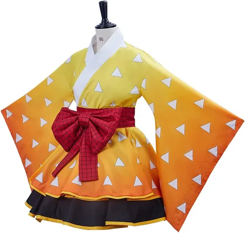 Vista 3 de Willyacos Hashibira - Disfraz de Inosuke para mujer, vestido de Rengoku Kyoujurou, kimono, disfraz de anime para cosplay, vestido de Lolita