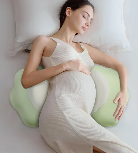 Vista 16 de Almohada de embarazo refrescante para dormir, desmontable y ajustable, almohada de maternidad de apoyo de doble cara, agradable a la piel
