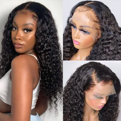 Vista 18 de Pizazz - Pelucas de cabello humano ondulado profundo con encaje frontal de 13 x 4, nudos blanqueados previamente despuntados Pelucas de cabello