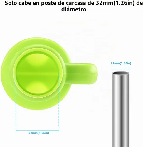 Vista 4 de Tapa de poste para trampolín de 1.26 pulgadas de diámetro para gancho de red, 6 piezas, verde, solo cabe en poste de trampolín de 1.26 pulgadas
