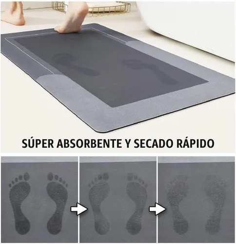 Vista 3 de Juego de 3 alfombras mágicas de baño absorbentes, de secado rápido, antideslizantes, con parte trasera de goma, lavables a máquina, para baño, ducha