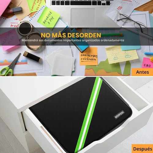 Vista 9 de Noiposi Organizador de Documentos con Aislamiento Térmico de 5200℉, Caja de Documentos Impermeable e Ignífuga con Cerradura, Caja de Almacenamiento