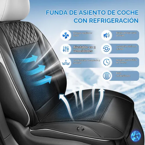 Vista 3 de Coverado Cojín de asiento refrescante para automóvil, funda de asiento transpirable ventilada con 3 ajustes de flujo de aire ajustables, almohadilla