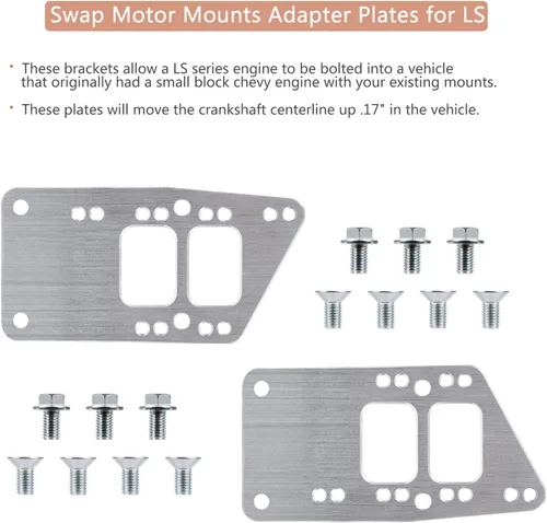 Vista 3 de para LS Swap Placas Adaptadoras de Montaje de Motor - Soporte Universal de Intercambio de Bloque Pequeño LS Conversion Ajustable Compatible con LS1