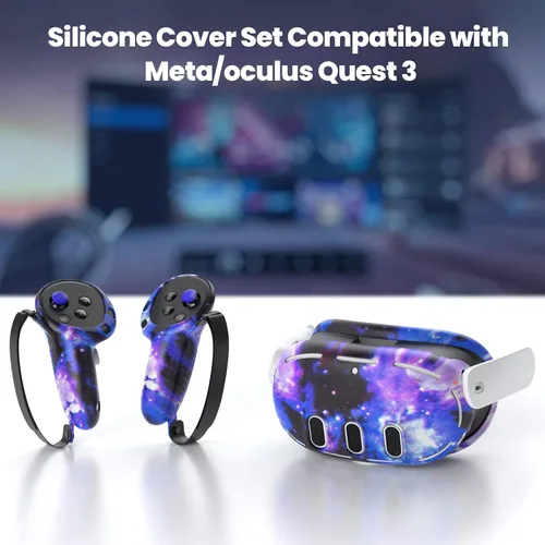Vista 6 de Compatible with Meta Quest 3 Accessories, VR Silicone Face Cover, VR Shell Cover,Touch Controller Grip Cover,Camera Lens Protector Set Compatible