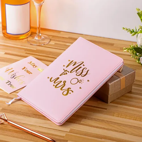 Vista 6 de Ctosree Cuaderno de diario nupcial con 144 páginas rayadas, planificador de bodas rosa, cuaderno de boda de 8.27 x 5.71 pulgadas, diario de señorita