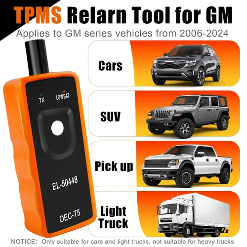 Vista 7 de Herramienta de reaprendizaje TPMS para sensor de neumáticos GM, EL-50448 Herramienta de reinicio de activación del sistema de monitoreo