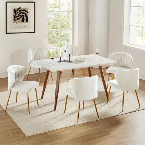 Vista 6 de TINA'S HOME Juego de 2 sillas decorativas, sillas laterales de terciopelo glamoroso con patas doradas, sillas de comedor tapizadas de mediados