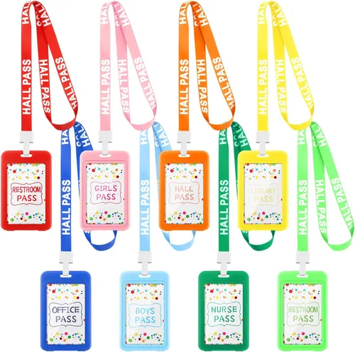 Vista 8 de Tatuo Juego de 16 cordones para pases de pasillo, pases de tarjeta, pases verticales para baño, baño, regalo irrompible para profesores, enfermeras