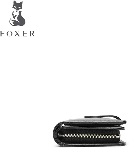 Vista 6 de FOXER - Billetera de piel para mujer con dos divisiones tarjetero y correa para la muñeca