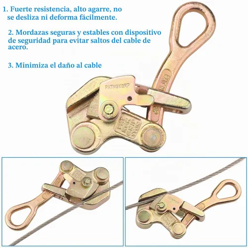 Vista 5 de 2 tiradores de alambre de acero con agarre de cable de 1 tonelada - 2210 libras de tracción de cable de carga herramienta para cuerda de alambre