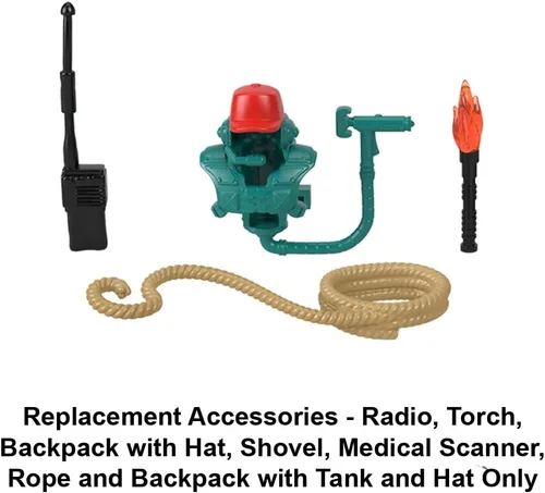 Vista 3 de Imaginext Piezas de repuesto para Fisher-Price Jurassic World Dinosaur Playset - HMJ79 ~ Incluye radio, antorcha, mochila con sombrero, pala