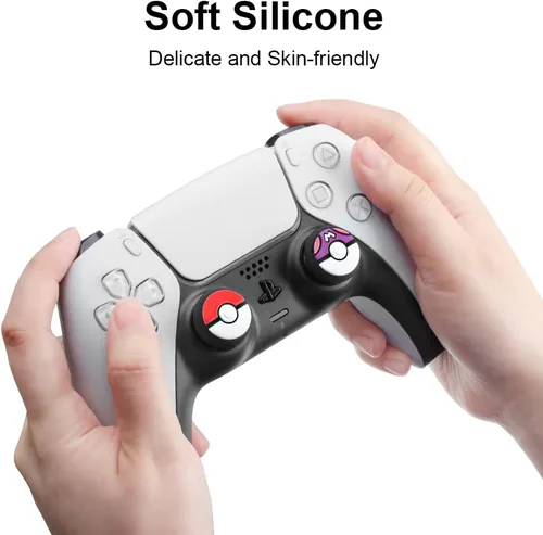 Vista 5 de Tapas de agarre para pulgar compatibles con el controlador Nintendo Switch Pro, tapas de silicona analógicas para controlador PS54, agarres