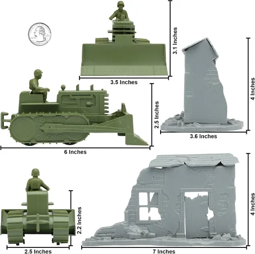 Vista 2 de BMC Classic Army Corps of Engineers Bulldozer Building Plastic Army Men Playset