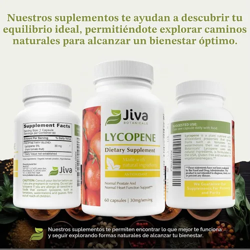Vista 6 de Jiva Botanicals Licopeno 30mg Suplemento para la salud de la próstata 60ct