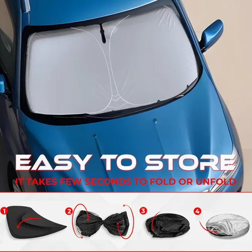 Vista 5 de Autotech Park Parasol plegable compatible con Volvo XC40 SUV 2019-2026, reflectante UV y fácil almacenamiento, ajuste personalizado para parabrisas