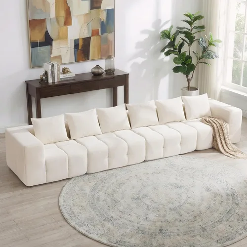 Vista 32 de Sofá de dos plazas seccional modular sin armazón de 78.7 pulgadas, sofá nube capitoné con asiento profundo, sofá de chenilla para sala de estar