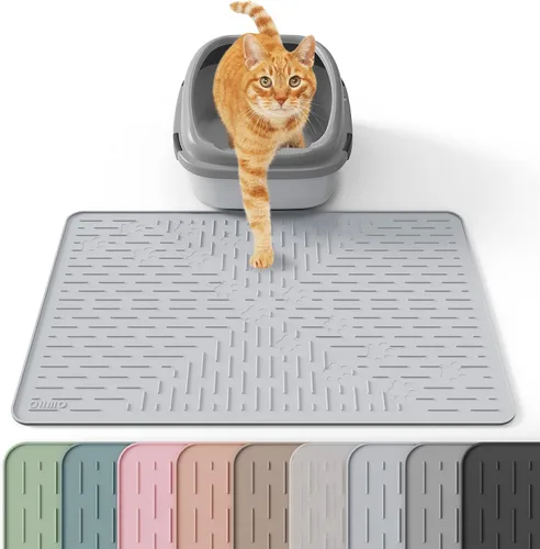 Vista 31 de OHMO Alfombrilla Grande para Arena de Gatos Alfombrilla de Captura Premium Goma de Silicona 31.5 x 23.6 pulgadas Gris Ceniza, Alfombrilla para Caja