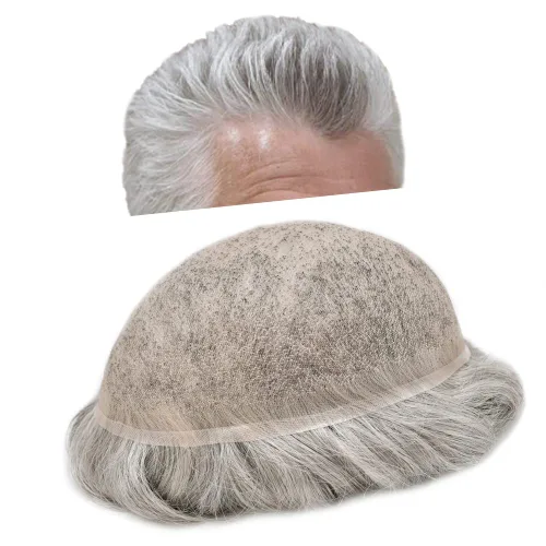 Vista 18 de Completo suizo encaje tupé para hombres pieza de pelo real sistema de reemplazo de cabello humano para hombres Toupee Hairpieces para hombres 7x9