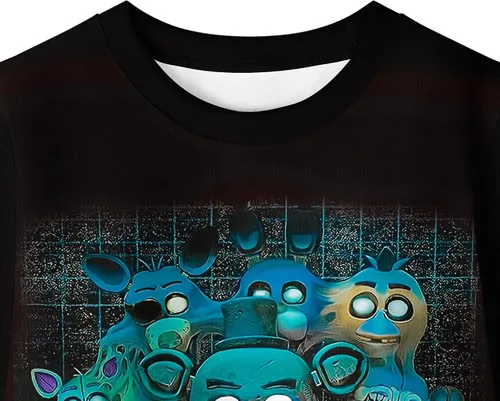 Vista 5 de Angsuyout Conjunto de camisa de Five Night para niños, juego y personaje de película, camiseta gráfica 3D y pantalones, ropa para niños y niñas