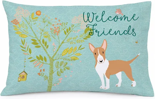Vista 78 de Caroline's Treasures BB7625PILLOWCASE - Funda de almohada decorativa de tela con texto en inglés "Welcome Friends" Airedale Terrier estándar