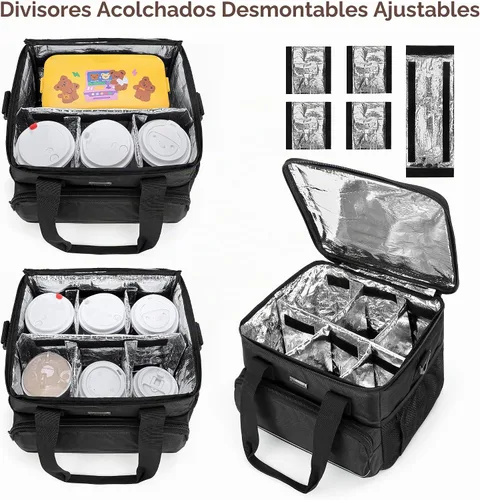 Vista 3 de Trunab - Portabebidas para 6 tazas, bolsa de mano aislada, color negro