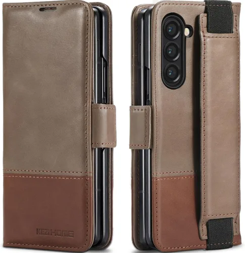 Vista 13 de KEZiHOME Funda tipo cartera de piel auténtica para Samsung Galaxy Z Fold 6 Negro