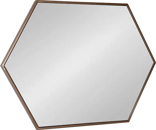 Vista 4 de Kate and Laurel McNeer - Espejo de pared moderno, 31 x 22, bronce, espejo hexagonal geométrico para pared