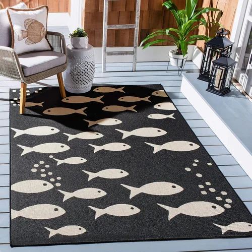 Vista 18 de SAFAVIEH Alfombra lavable para exteriores, colección Patio de 2.3 x 12 pies, color azul y beige, no desprende pelusa y fácil de limpiar, ideal