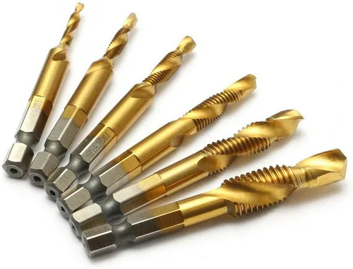 Vista 4 de 6 unids combinación 1/4 "hexagonal avellanador broca M3-M10 desbarbar tornillo avellanado HSS hexagonal dorado