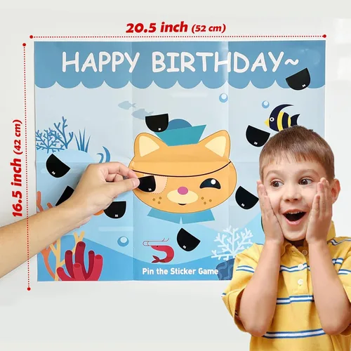 Vista 2 de Pin The Tail Games Suministros para fiestas de cumpleaños para niños, pin the patch en juegos de gatos, juegos de fiesta para niños y niñas