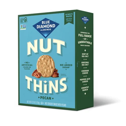 Vista 5 de Blue Diamond Almendras, Galletas Pecan delgadas sin gluten, crujientes, perfectas para bocadillos, 4.25 oz