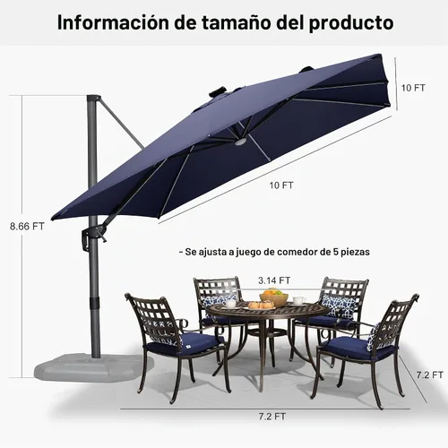 Vista 347 de PURPLE LEAF Paraguas al aire libre con base 8' x 8' protección solar verde Manzana Verde (Apple Green)