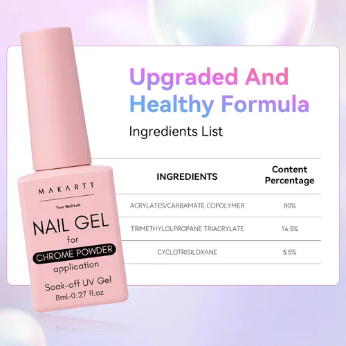 Vista 24 de Kit de capa base y capa superior de gel Makartt: Esmalte de uñas transparente, brillante, sin necesidad de limpieza, resistente a manchas, capa