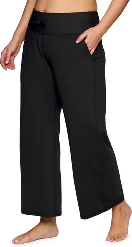 Vista 3 de RBX Pantalones de yoga ligeros y holgados para mujer con bolsillos, pantalones deportivos suaves de pierna ancha para entrenamiento, descanso